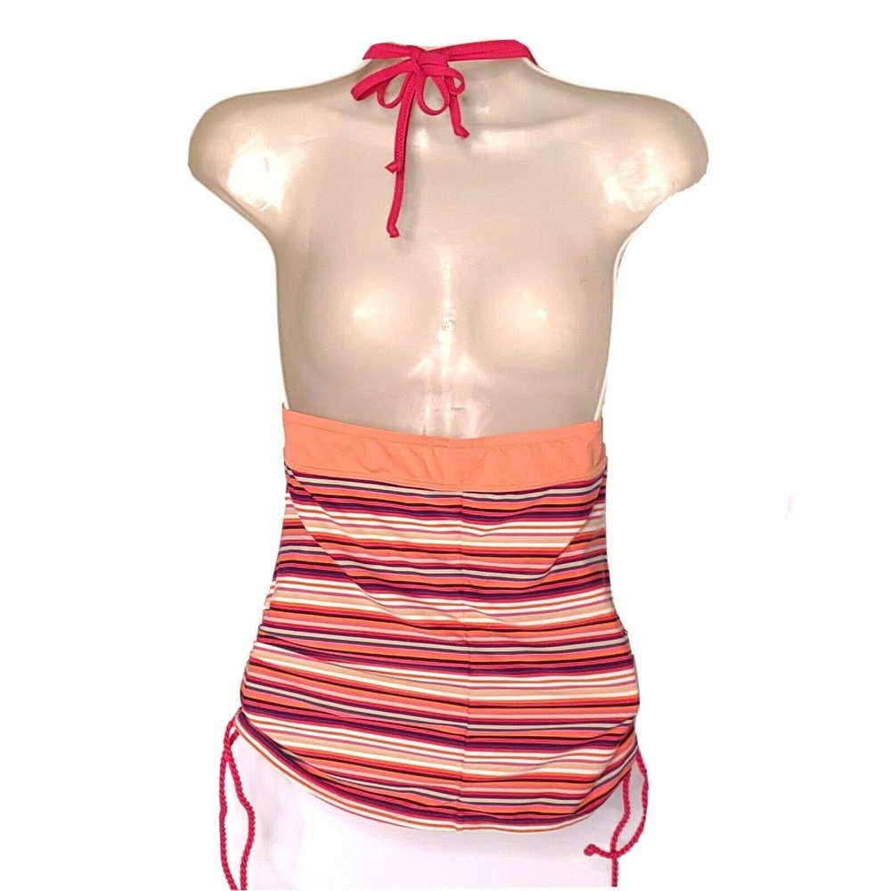 Lole Tankini Top SZ Small Striped Peach Halter - Picture 2 of 6